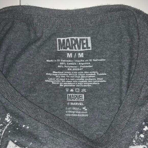 The Punisher Skull Logo Symbol White Skeleton l Gray Marvel T-Shirt - Picture 2 of 12